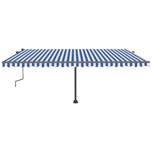 Tenda da Sole Retrattile Manuale con LED 500x300cm Blu e Bianca 3069781