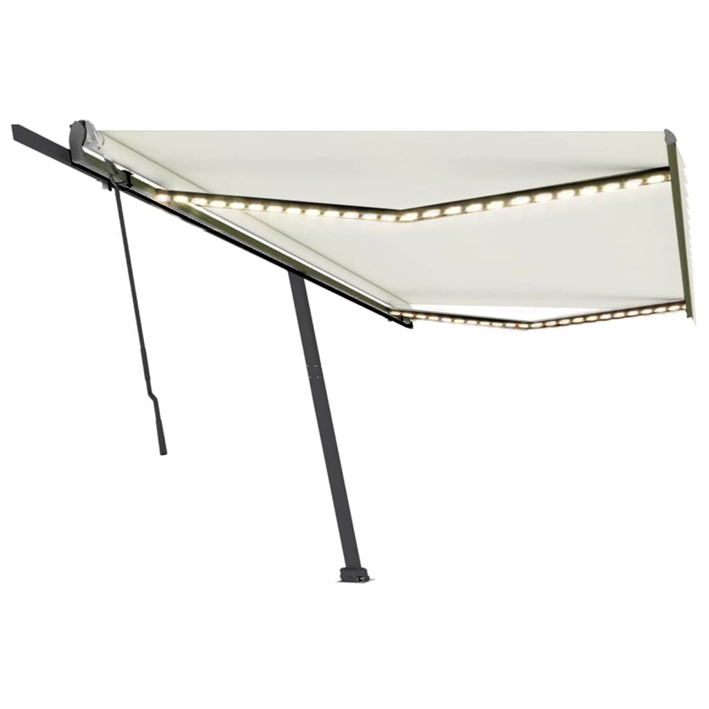 Tenda da Sole Retrattile Manuale con LED 500x300 cm Crema 3069782