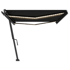 Tenda da Sole Retrattile Manuale con LED 500x300 cm Antracite 3069784