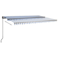 Tenda Automatica con Sensore Vento e LED 500x300 cm Blu Bianca 3069791