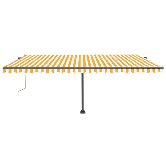 Tenda Automatica Sensore Vento e LED 500x300 cm Gialla Bianca 3069793
