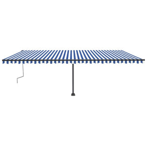 Tenda da Sole Autoportante Manuale 600x300 cm Blu Bianca 3069796