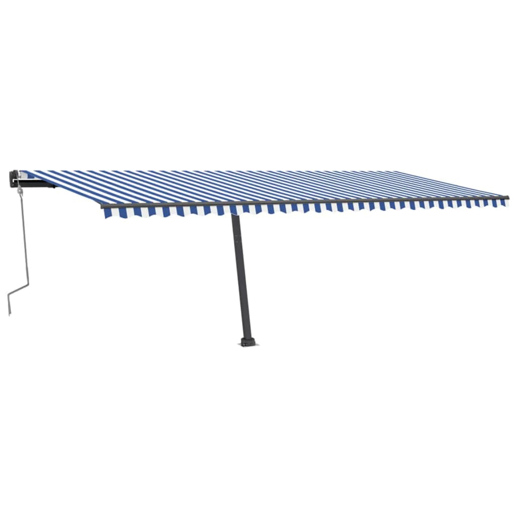 Tenda da Sole Retrattile Manuale con LED 600x300cm Blu e Bianco 3069801
