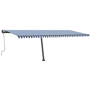 Tenda da Sole Retrattile Manuale con LED 600x300cm Blu e Bianco 3069801