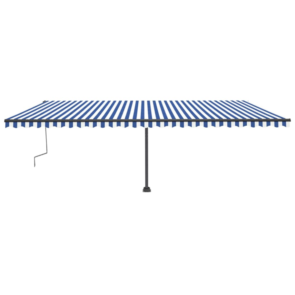 Tenda da Sole Retrattile Manuale con LED 600x300cm Blu e Bianco 3069801