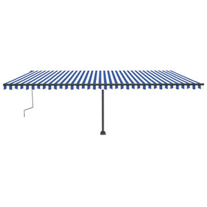 Tenda da Sole Retrattile Manuale con LED 600x300cm Blu e Bianco 3069801