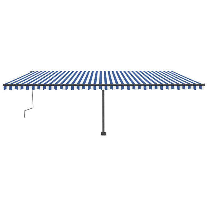 Tenda da Sole Retrattile Manuale con LED 600x300cm Blu e Bianco 3069801