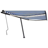 Tenda da Sole Retrattile Manuale con LED 400x350 cm Blu Bianco 3069821