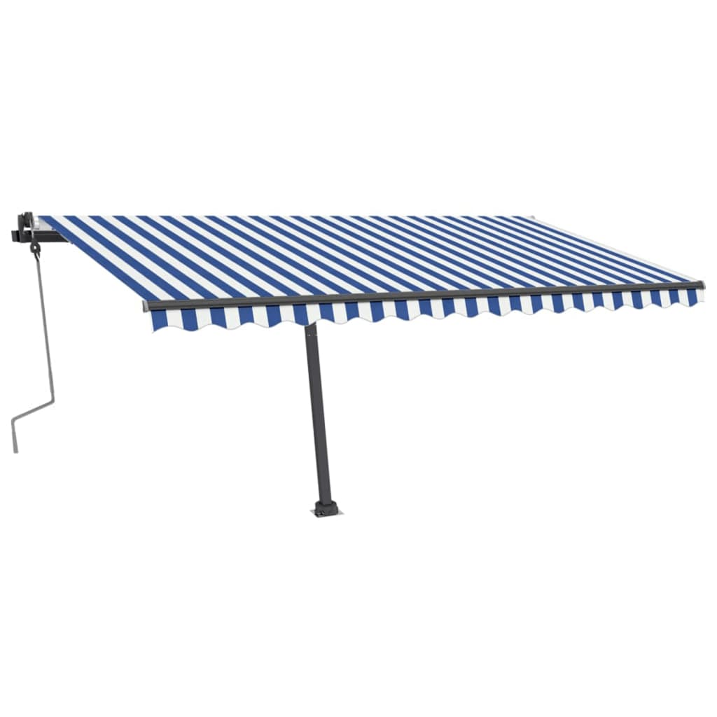 Tenda da Sole Retrattile Manuale con LED 400x350 cm Blu Bianco 3069821
