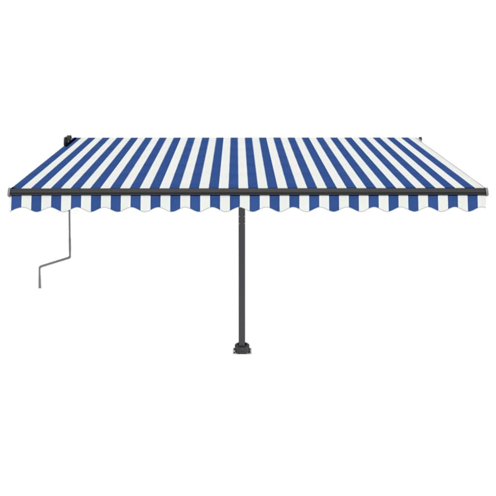 Tenda da Sole Retrattile Manuale con LED 400x350 cm Blu Bianco 3069821