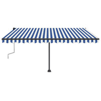 Tenda da Sole Retrattile Manuale con LED 400x350 cm Blu Bianco 3069821