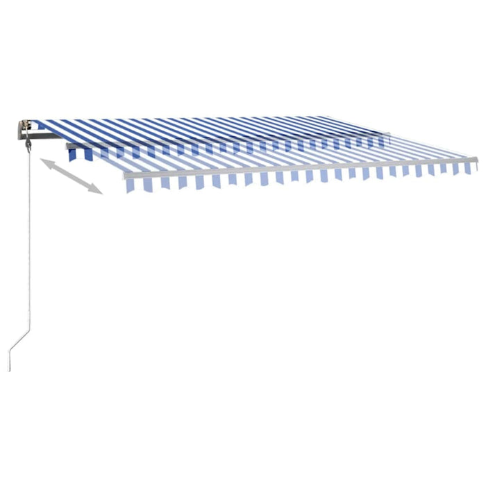 Tenda da Sole Retrattile Manuale con LED 400x350 cm Blu Bianco 3069821