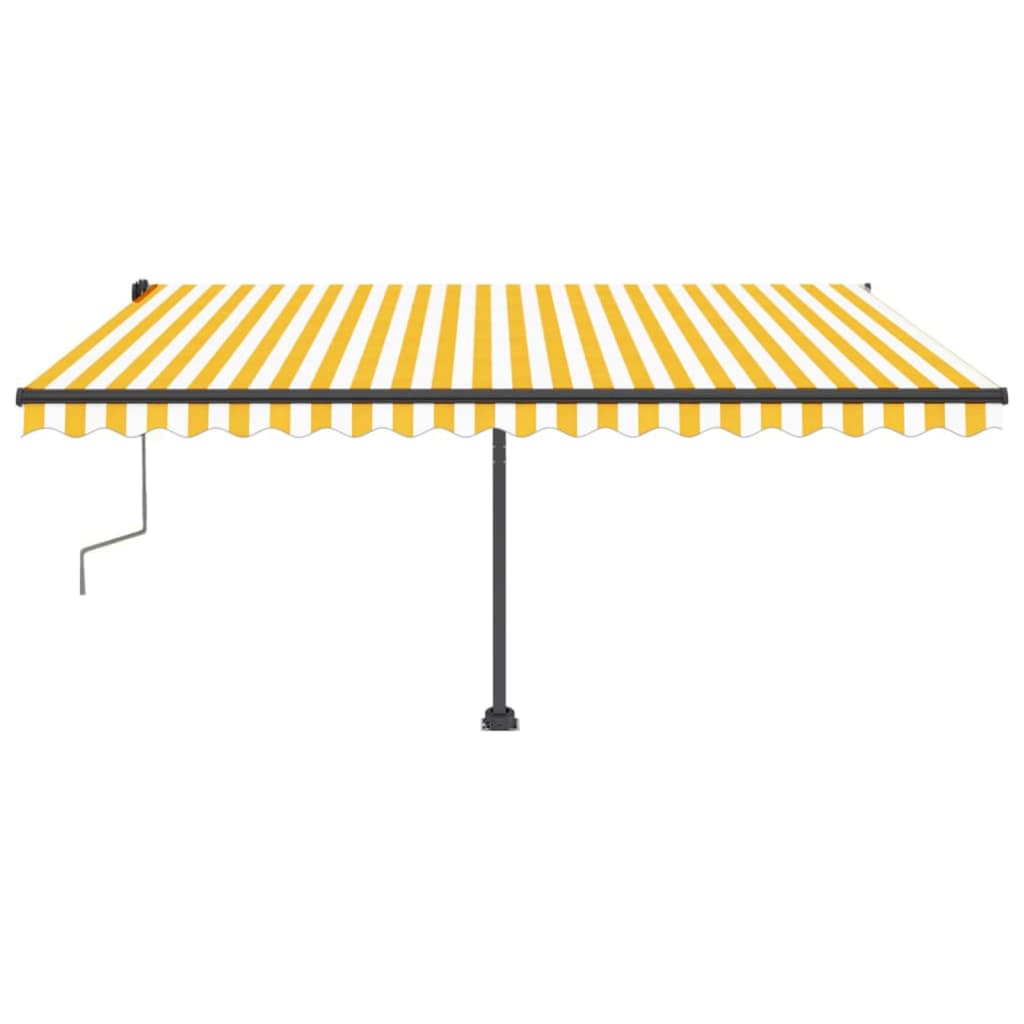Tenda da Sole Retrattile Manuale LED 400x350 cm Giallo Bianco 3069823