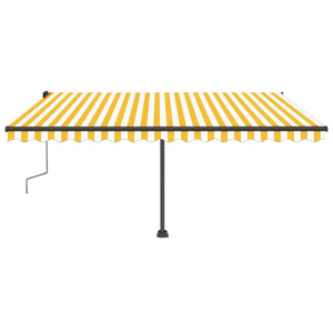 Tenda da Sole Retrattile Manuale LED 400x350 cm Giallo Bianco 3069823