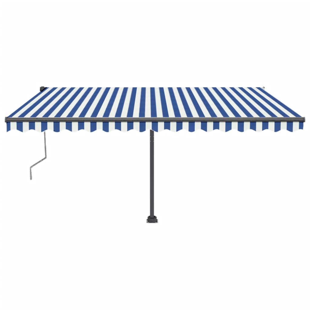 Tenda Automatica con Sensore Vento e LED 400x350 cm Blu Bianca 3069831