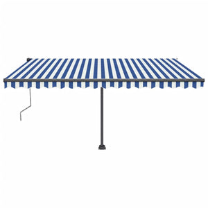 Tenda Automatica con Sensore Vento e LED 400x350 cm Blu Bianca 3069831