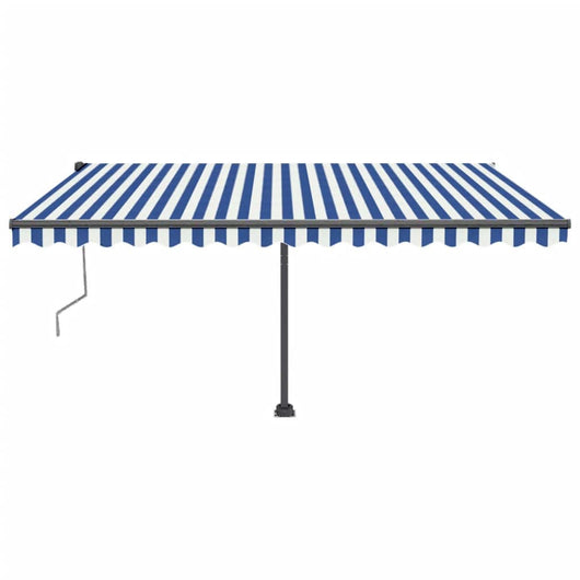 Tenda Automatica con Sensore Vento e LED 400x350 cm Blu Bianca 3069831