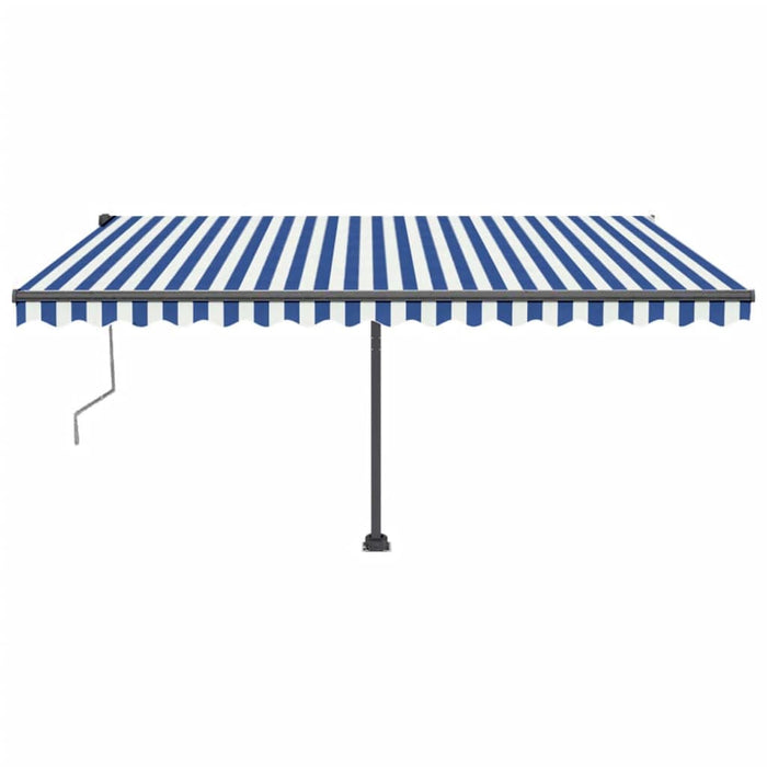 Tenda Automatica con Sensore Vento e LED 400x350 cm Blu Bianca 3069831