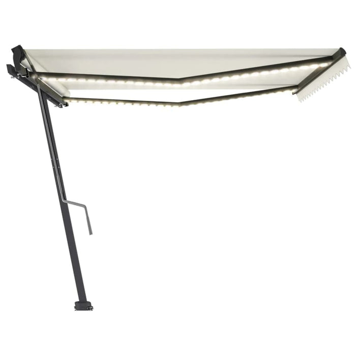 Tenda da Sole Retrattile Manuale LED 450x350 cm Crema 3069842