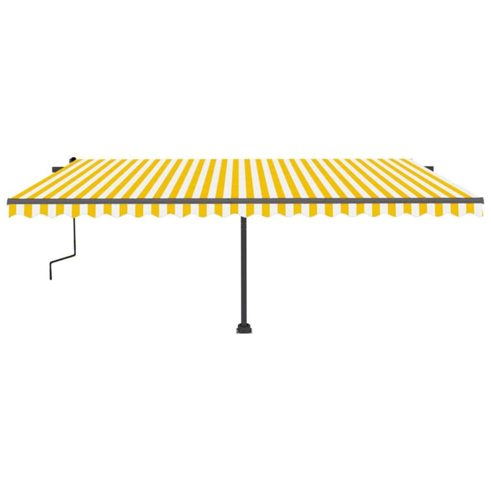 Tenda da Sole Autoportante Manuale 500x350 cm Gialla Bianca