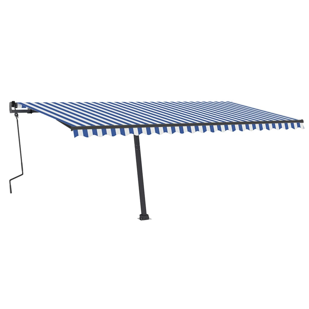 Tenda da Sole Retrattile Manuale LED 500x350 cm Blu e Bianca 3069861