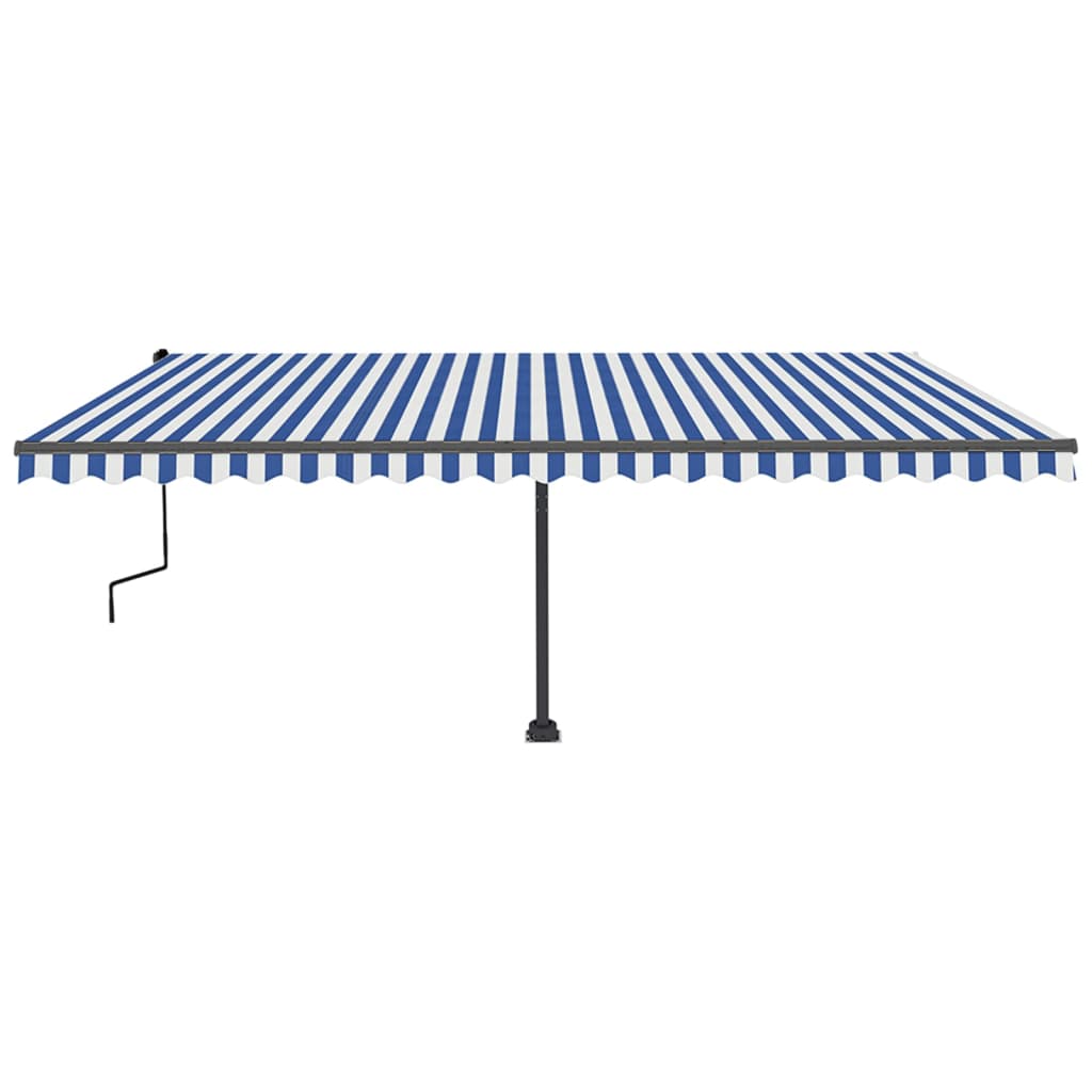 Tenda da Sole Retrattile Manuale LED 500x350 cm Blu e Bianca 3069861