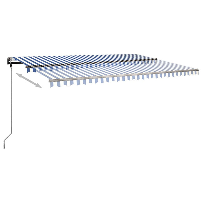 Tenda da Sole Retrattile Manuale LED 500x350 cm Blu e Bianca 3069861