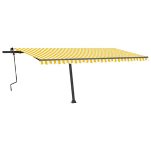 Tenda da Sole Retrattile Manuale LED 500x350 cm Giallo Bianco 3069863