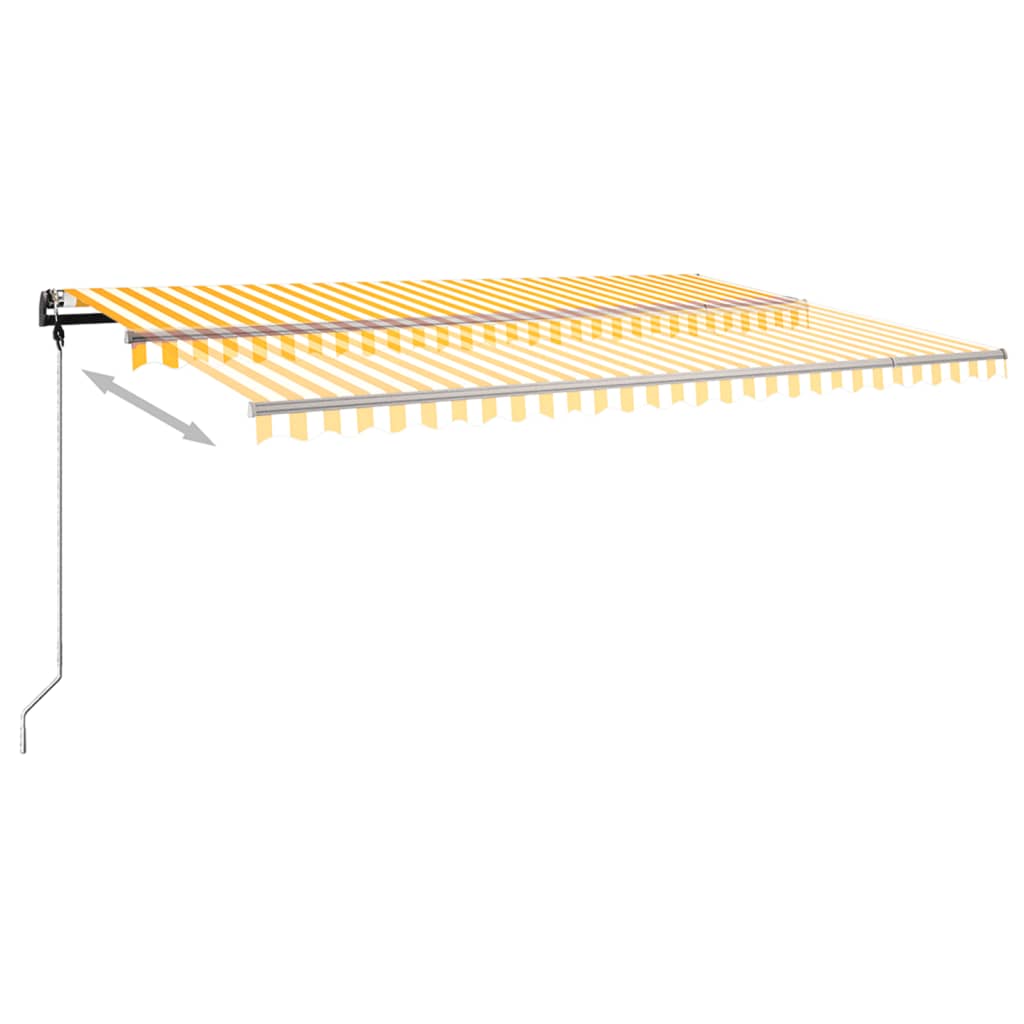Tenda da Sole Retrattile Manuale LED 500x350 cm Giallo Bianco 3069863