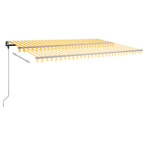Tenda da Sole Retrattile Manuale LED 500x350 cm Giallo Bianco 3069863