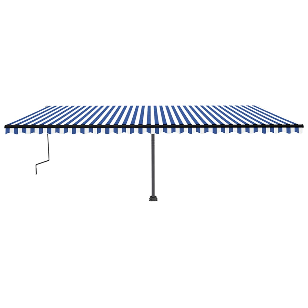 Tenda da Sole Retrattile Manuale con LED 600x350 cm Blu Bianca cod mxl 43860