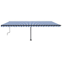 Tenda da Sole Retrattile Manuale con LED 600x350 cm Blu Bianca cod mxl 43860