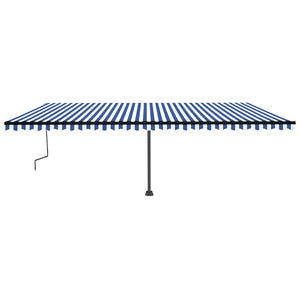 Tenda da Sole Retrattile Manuale con LED 600x350 cm Blu Bianca cod mxl 43860