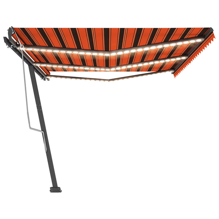 Tenda da Sole Retrattile Manuale LED 600x350 cm Arancio Marrone cod mxl 39696