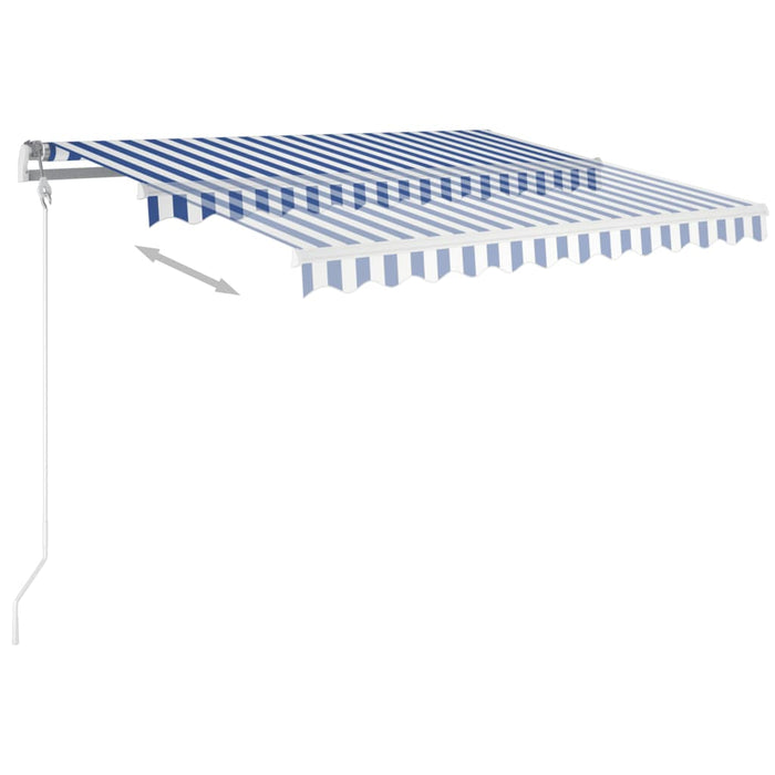 Tenda da Sole Retrattile Manuale con LED 3x2,5 m Blu e Bianco 3069901