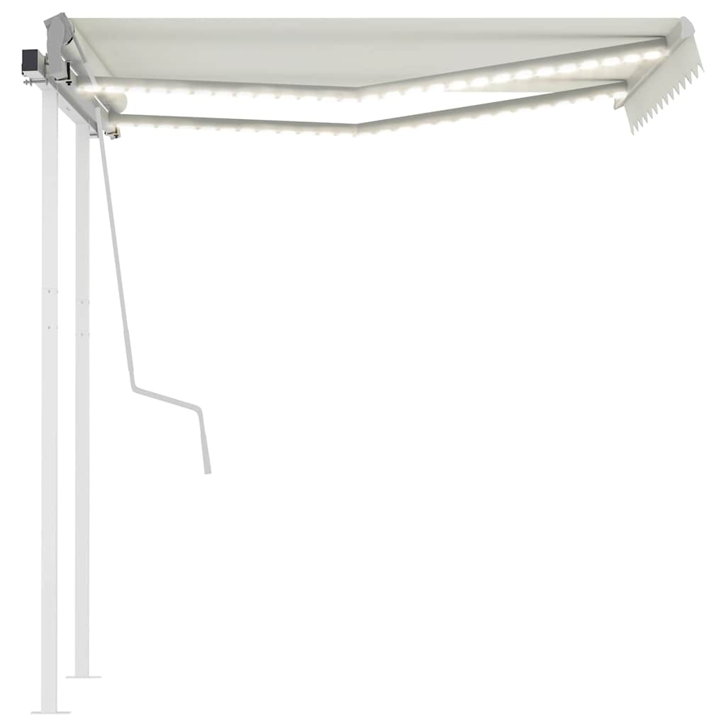 Tenda da Sole Retrattile Manuale con LED 3x2,5 m Crema 3069902