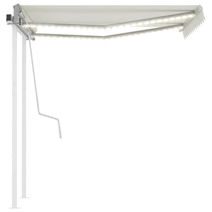Tenda da Sole Retrattile Manuale con LED 3x2,5 m Crema 3069902