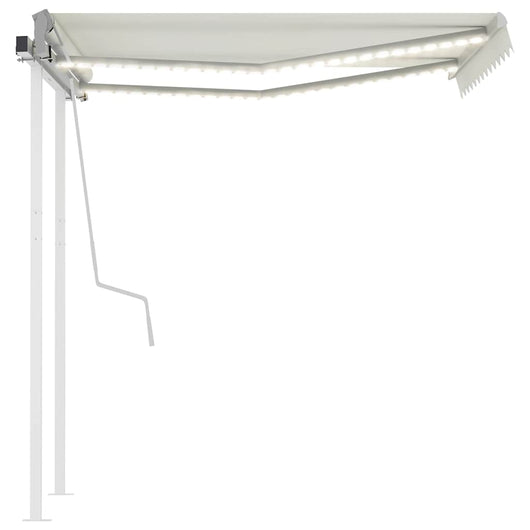 Tenda da Sole Retrattile Manuale con LED 3x2,5 m Crema 3069902