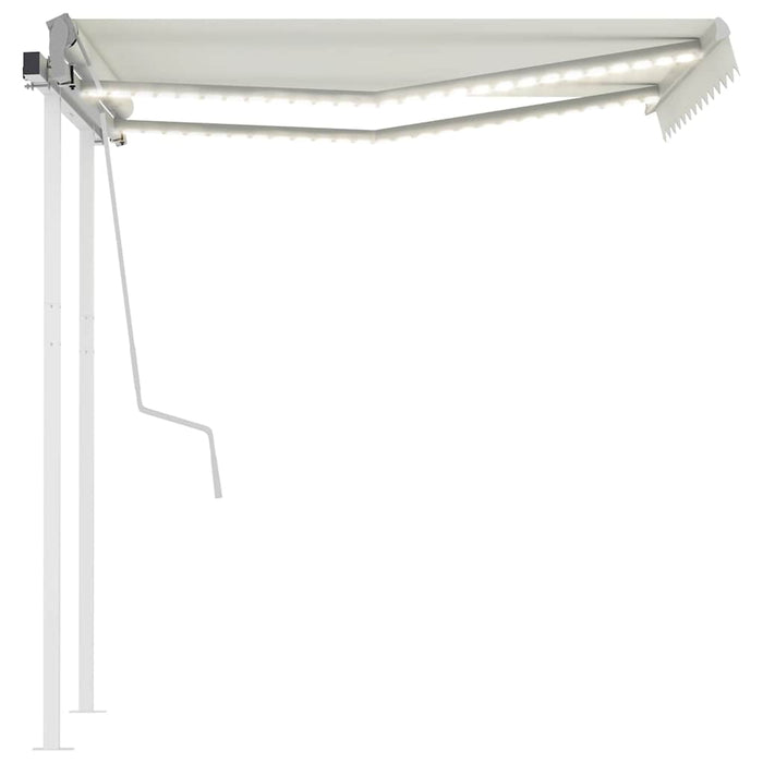 Tenda da Sole Retrattile Manuale con LED 3x2,5 m Crema 3069902