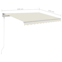 Tenda da Sole Retrattile Manuale con LED 3x2,5 m Crema 3069902
