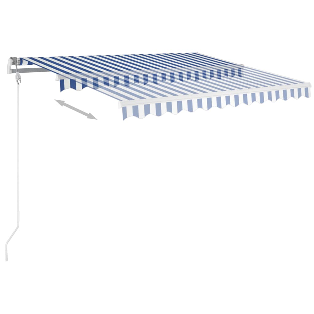 Tenda da Sole Retrattile Manuale con Pali 3,5x2,5m Blu e Bianca 3069916
