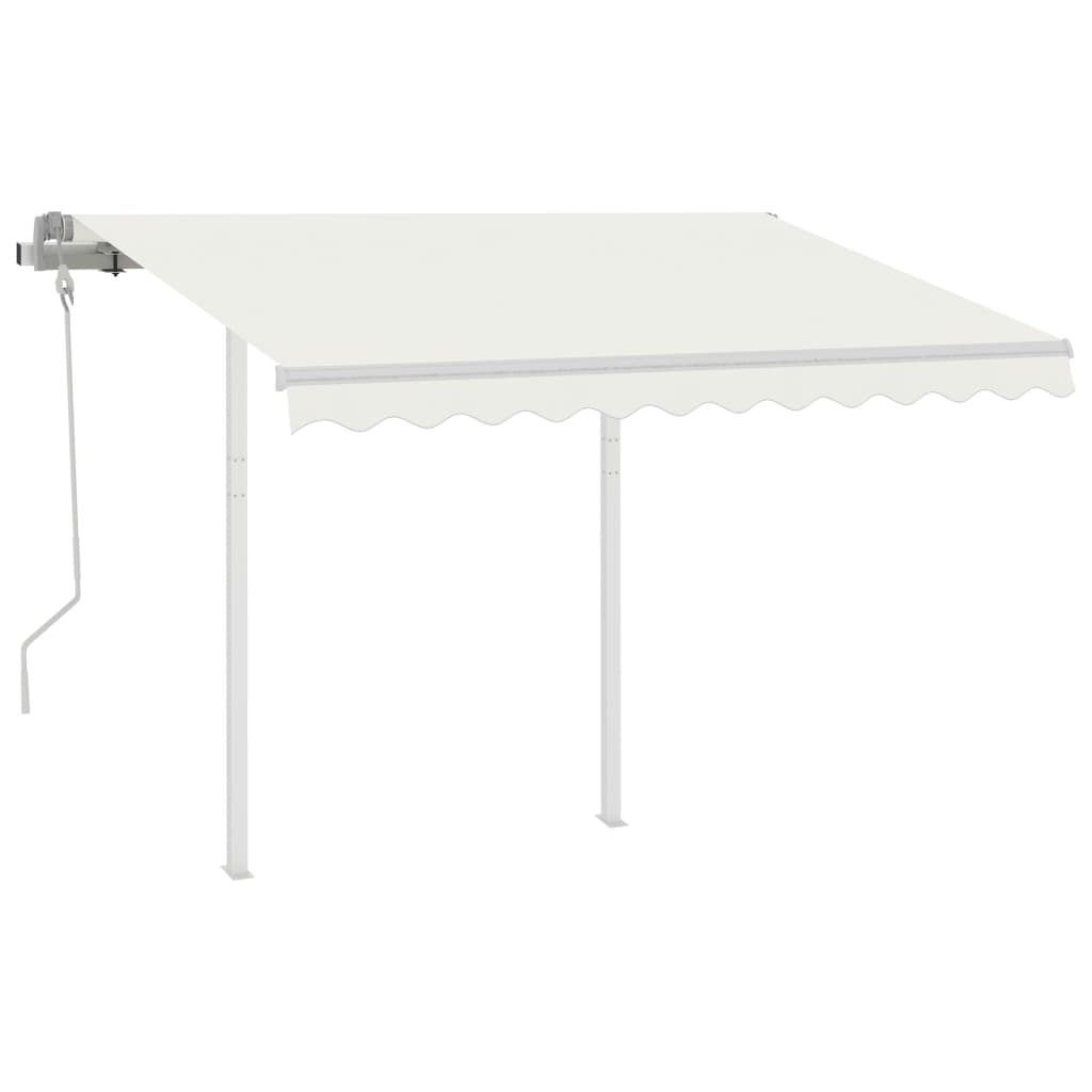 Tenda da Sole Retrattile Manuale con Pali 3,5x2,5 m Crema 3069917