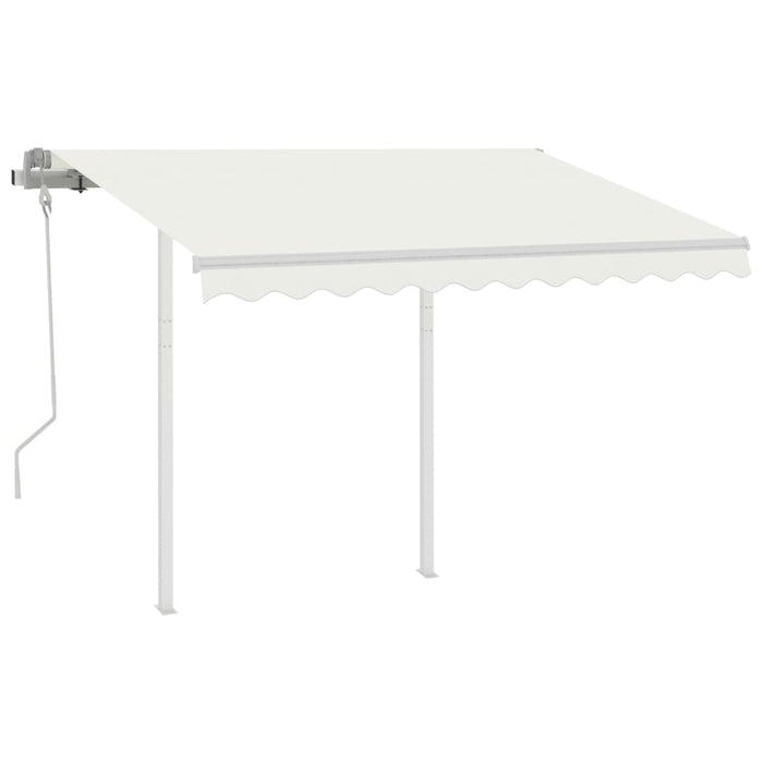 Tenda da Sole Retrattile Manuale con Pali 3,5x2,5 m Crema 3069917
