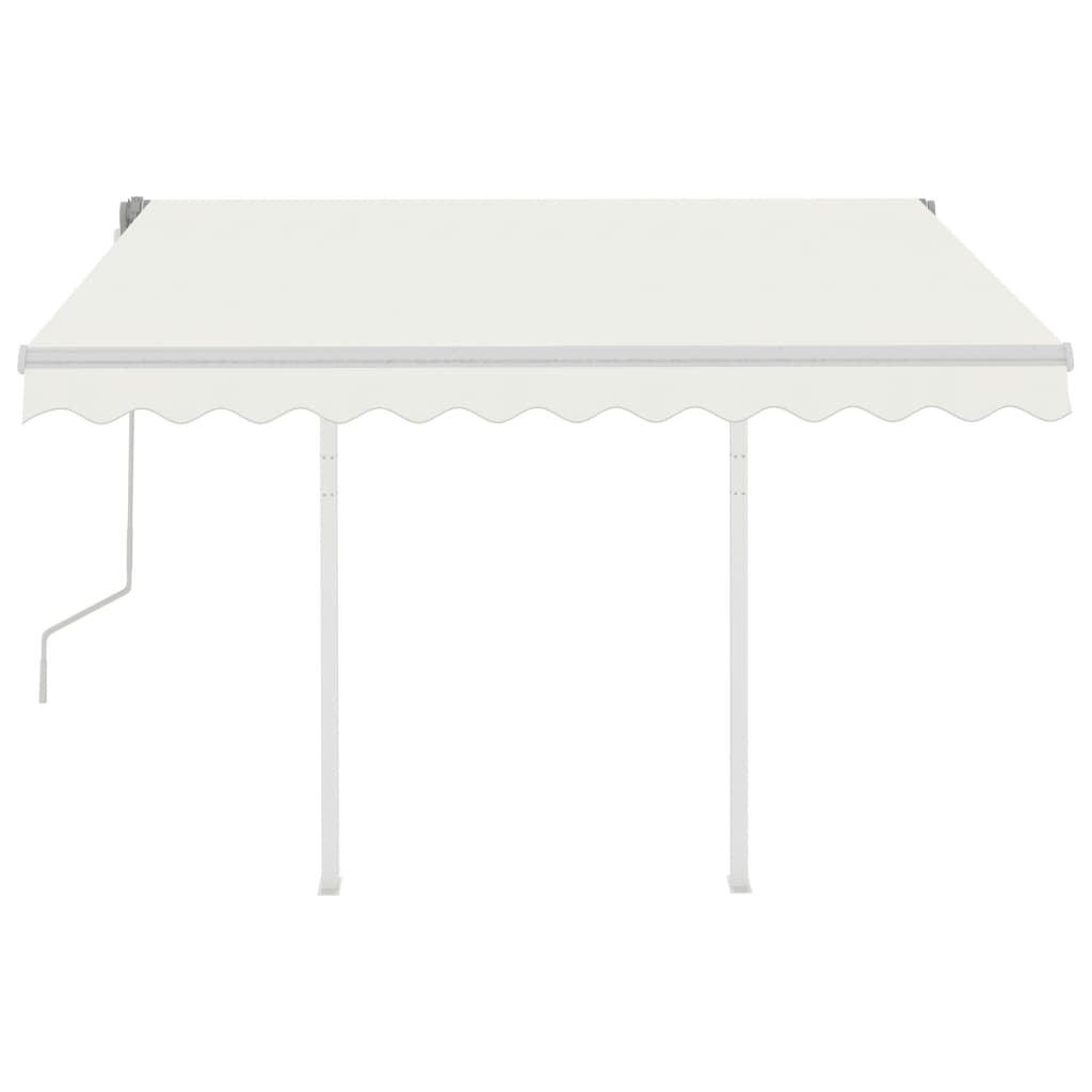 Tenda da Sole Retrattile Manuale con Pali 3,5x2,5 m Crema 3069917