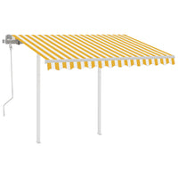 Tenda da Sole Retrattile Manuale e Pali 3,5x2,5m Gialla Bianca 3069918
