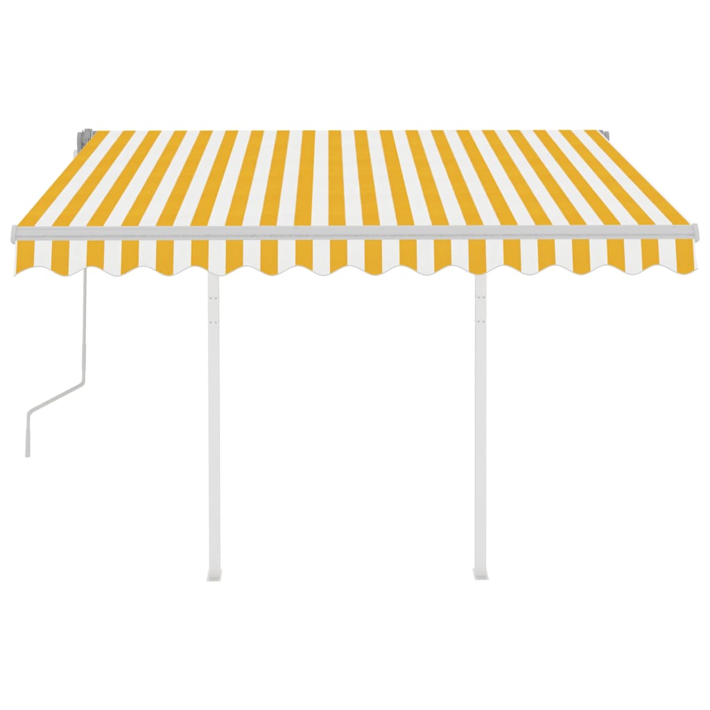Tenda da Sole Retrattile Manuale e Pali 3,5x2,5m Gialla Bianca 3069918