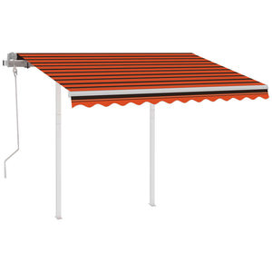 Tenda Retrattile Manuale con Pali 3,5x2,5m Arancio e Marrone 3069920