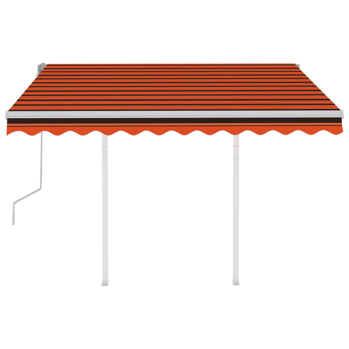 Tenda Retrattile Manuale con Pali 3,5x2,5m Arancio e Marrone 3069920