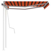 Tenda Retrattile Manuale con Pali 3,5x2,5m Arancio e Marrone 3069920