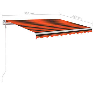 Tenda Retrattile Manuale con LED 3,5x2,5m Arancione e Marrone 3069925